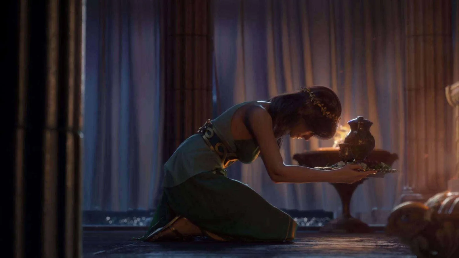 คีย์อาร์ตโทนมืดจากเกมชุด Medusa มีเงาตัวละครอยู่กลางภาพ